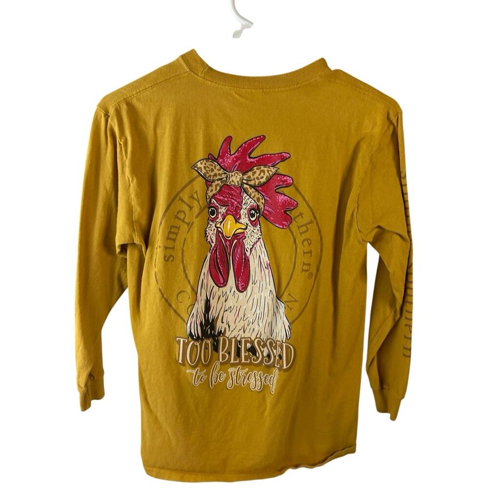 Simply Southern‎ youth M chicken Ls shirt Mustard